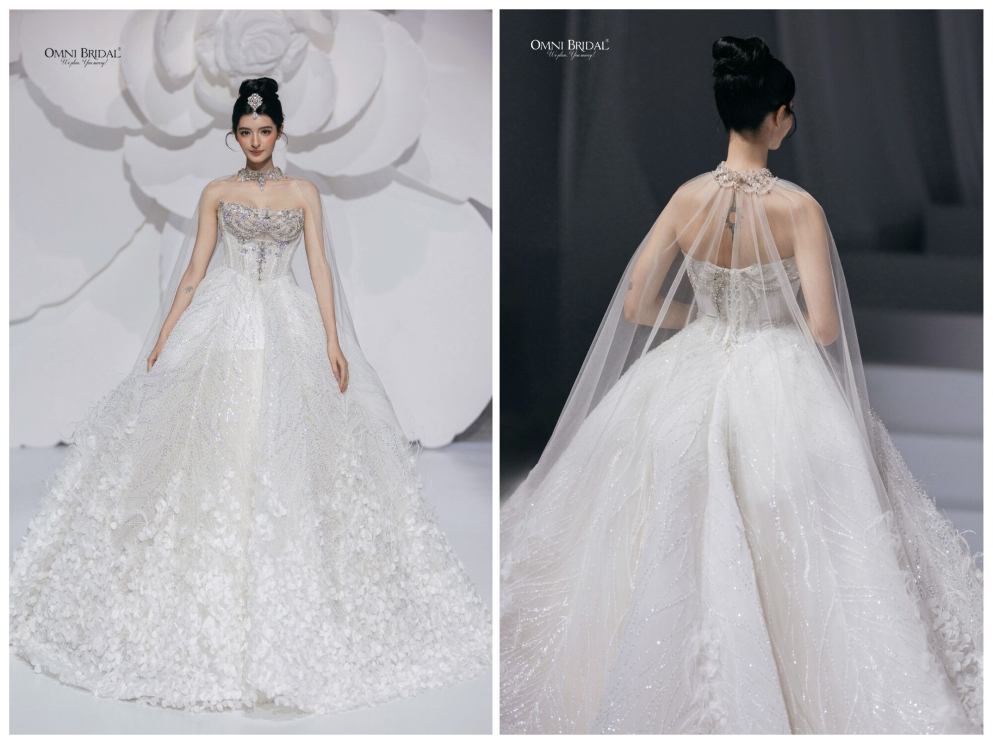 Mẫu đầm cưới corset đính đá lấp lánh